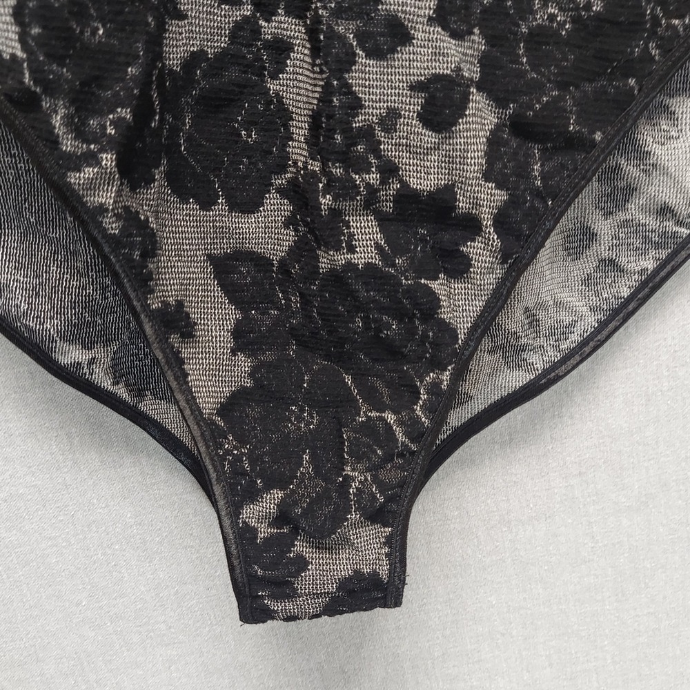 Vtg Y2K Sheer Mesh Floral Bodysuit L Fairy Grunge Whimsigoth Festival Layer - Picture 6 of 16